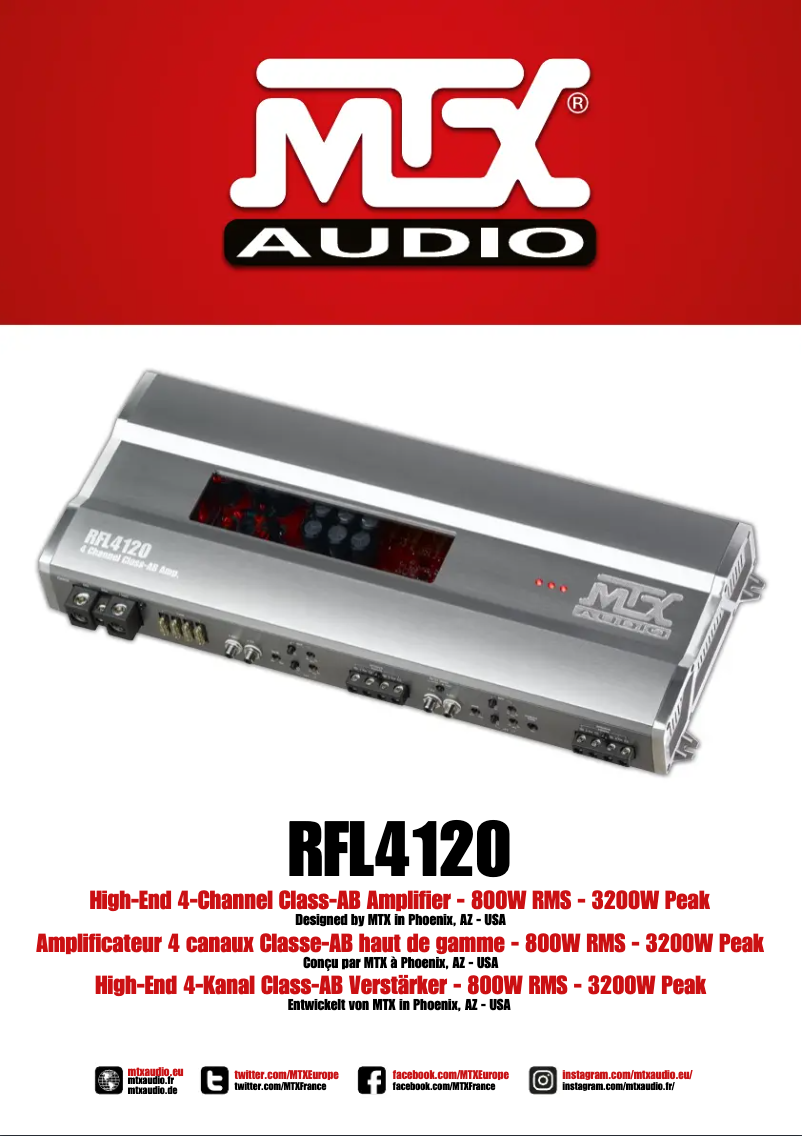 Page n°1 - Manuel utilisateur MTX Audio RFL4120