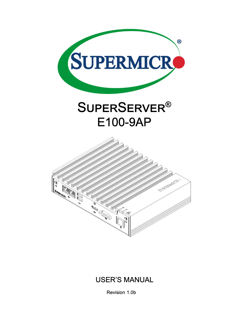 Image de la première page du manuel de l'appareil SuperServer E100-9AP