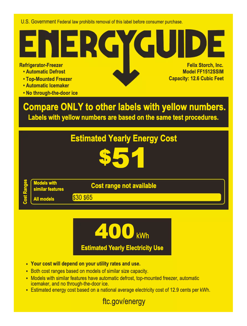 Page 1 de la notice Label énergétique Summit FF1512