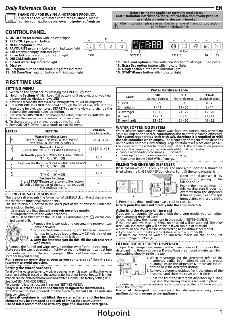 Page n°1 - Manuel utilisateur Hotpoint HD8I HP42 L UK