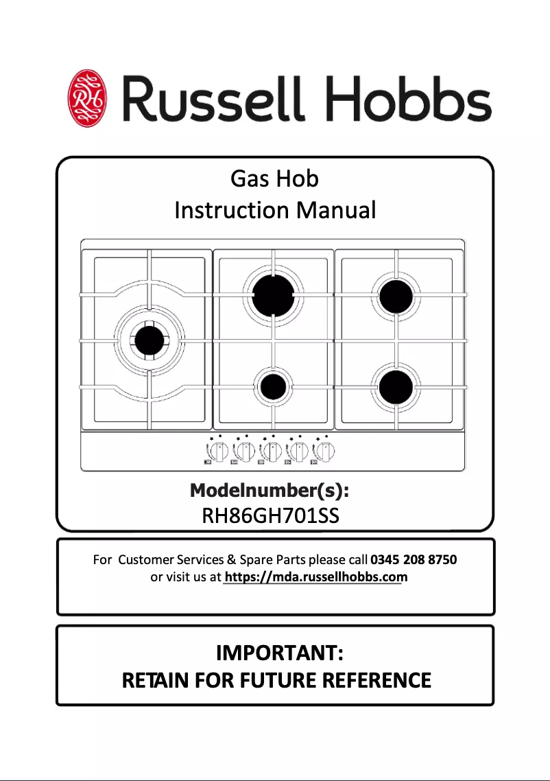 Page n°1 - Manuel utilisateur Russell Hobbs RH86GH701SS