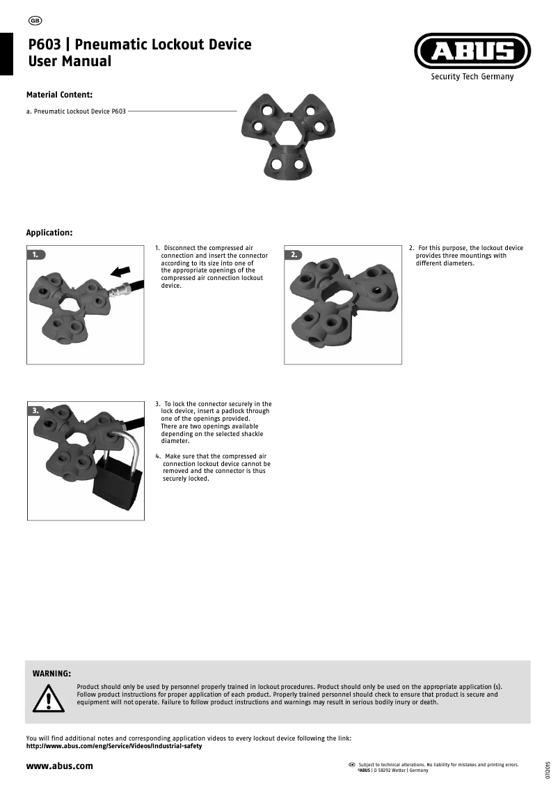 Page 1 de la notice Mode d'emploi Abus P603