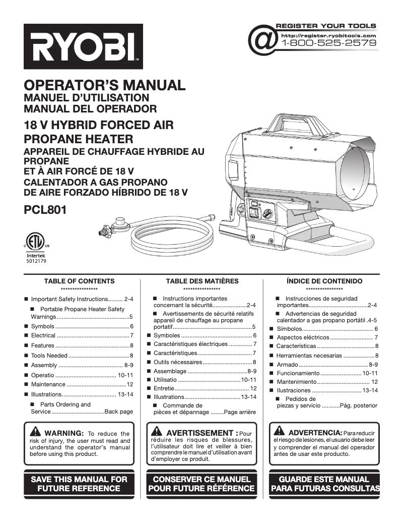 Image de la première page du manuel de l'appareil One+ PCL801