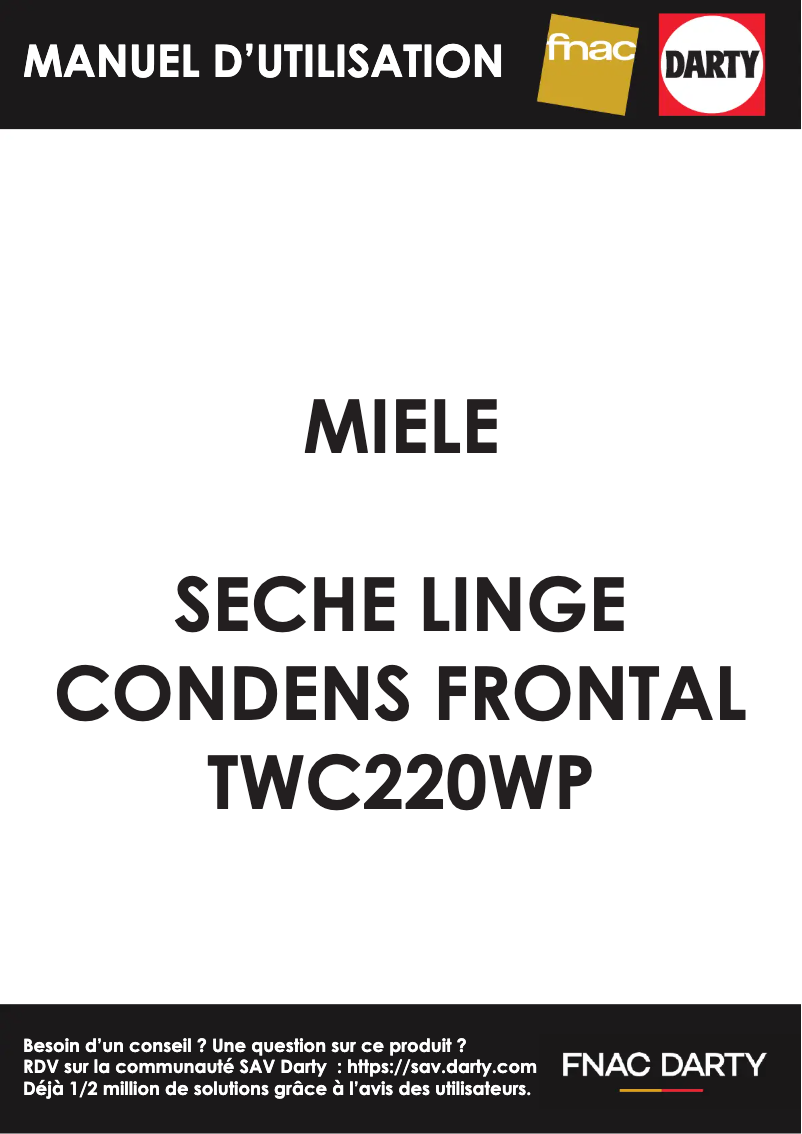 Page 1 de la notice Manuel utilisateur Miele TWC220WP