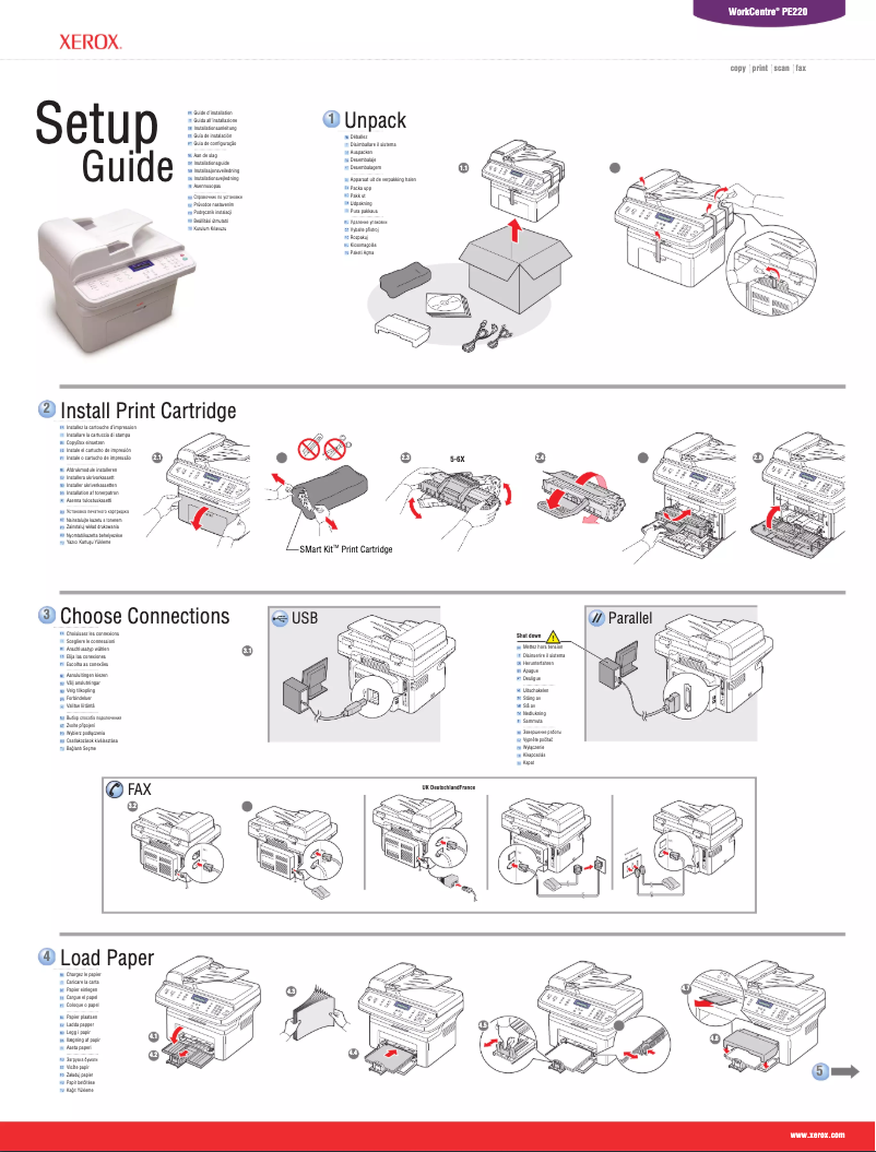 Page n°1 - Guide d'installation Xerox WorkCentre PE220