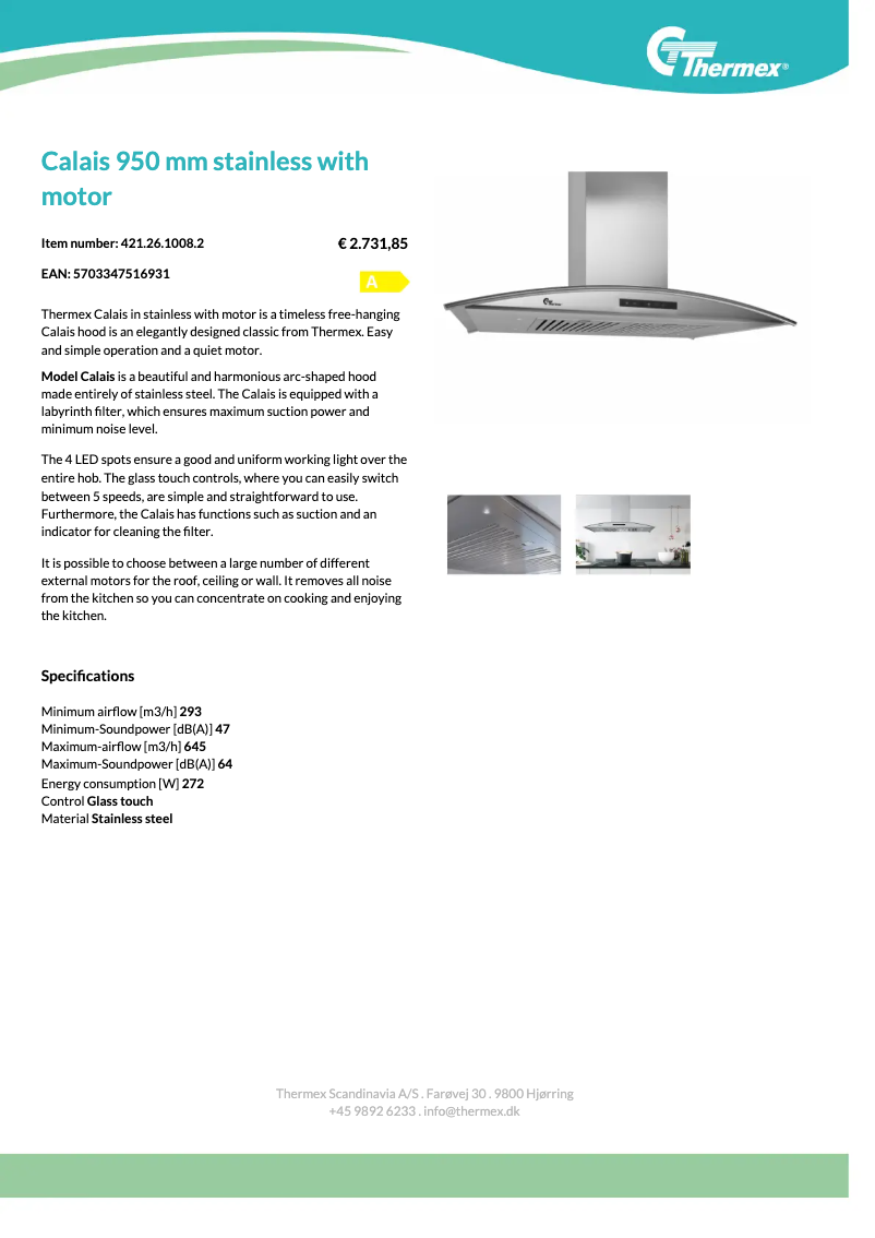 Page n°1 - Manuel utilisateur Thermex Calais FH