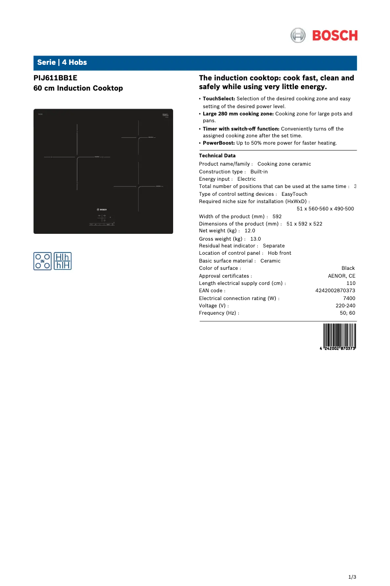 Image de la première page du manuel de l'appareil PIJ611BB1E