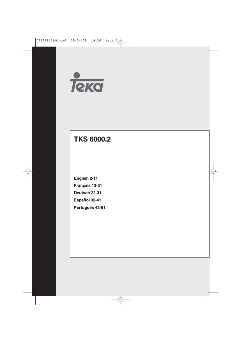 Page 1 de la notice Manuel utilisateur Teka TKS 6000.2