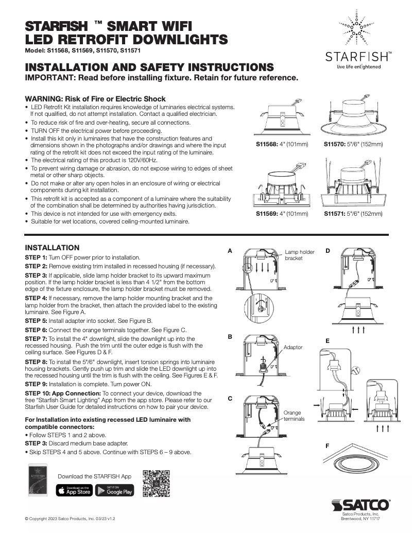 Image de la première page du manuel de l'appareil Strafish S11286