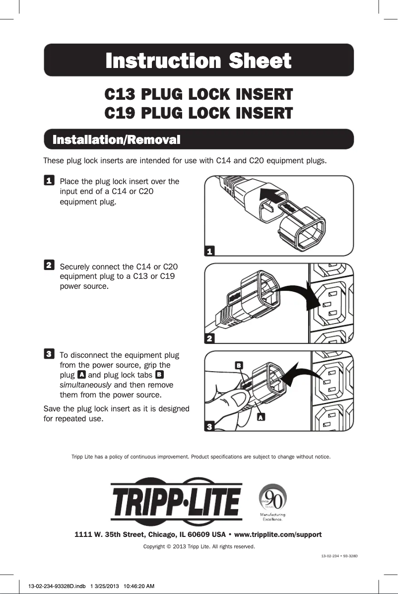 Page 1 de la notice Manuel utilisateur Tripp Lite PLC13BK