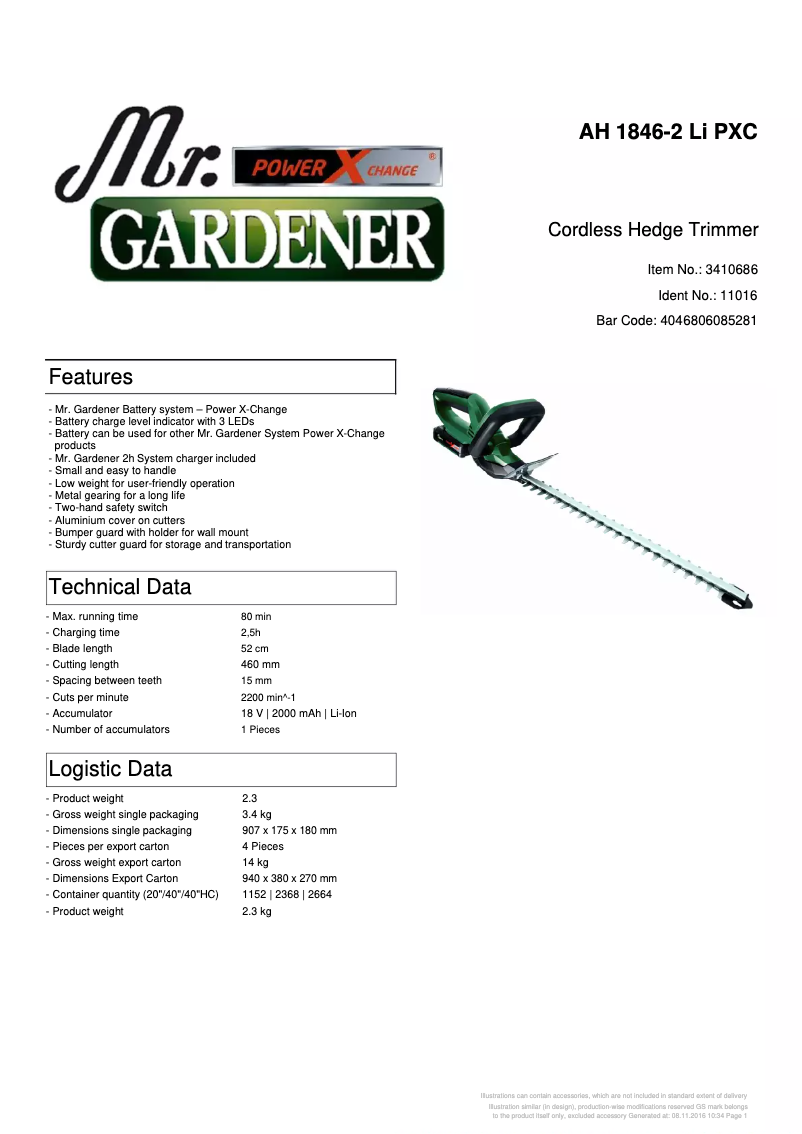 Image de la première page du manuel de l'appareil AH 1846-2 Li PXC