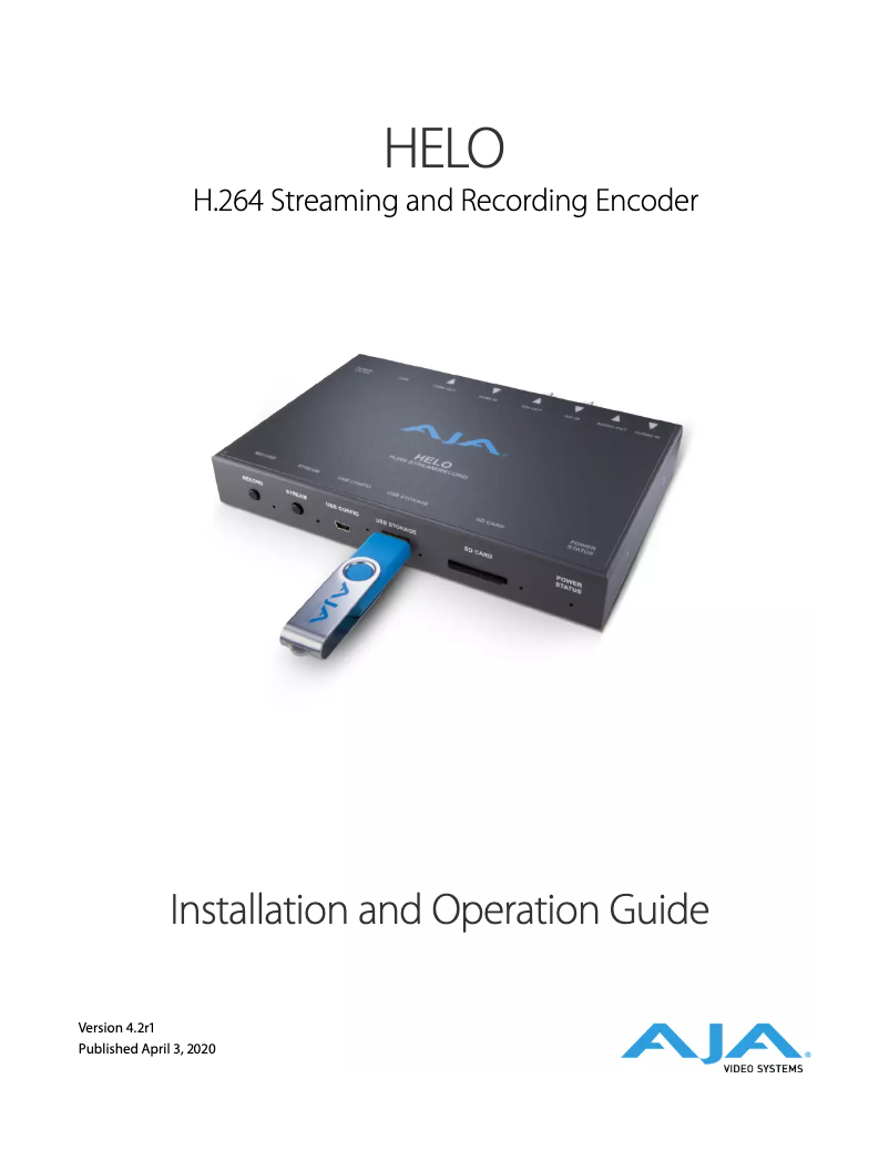 Page n°1 - Manuel utilisateur AJA HELO