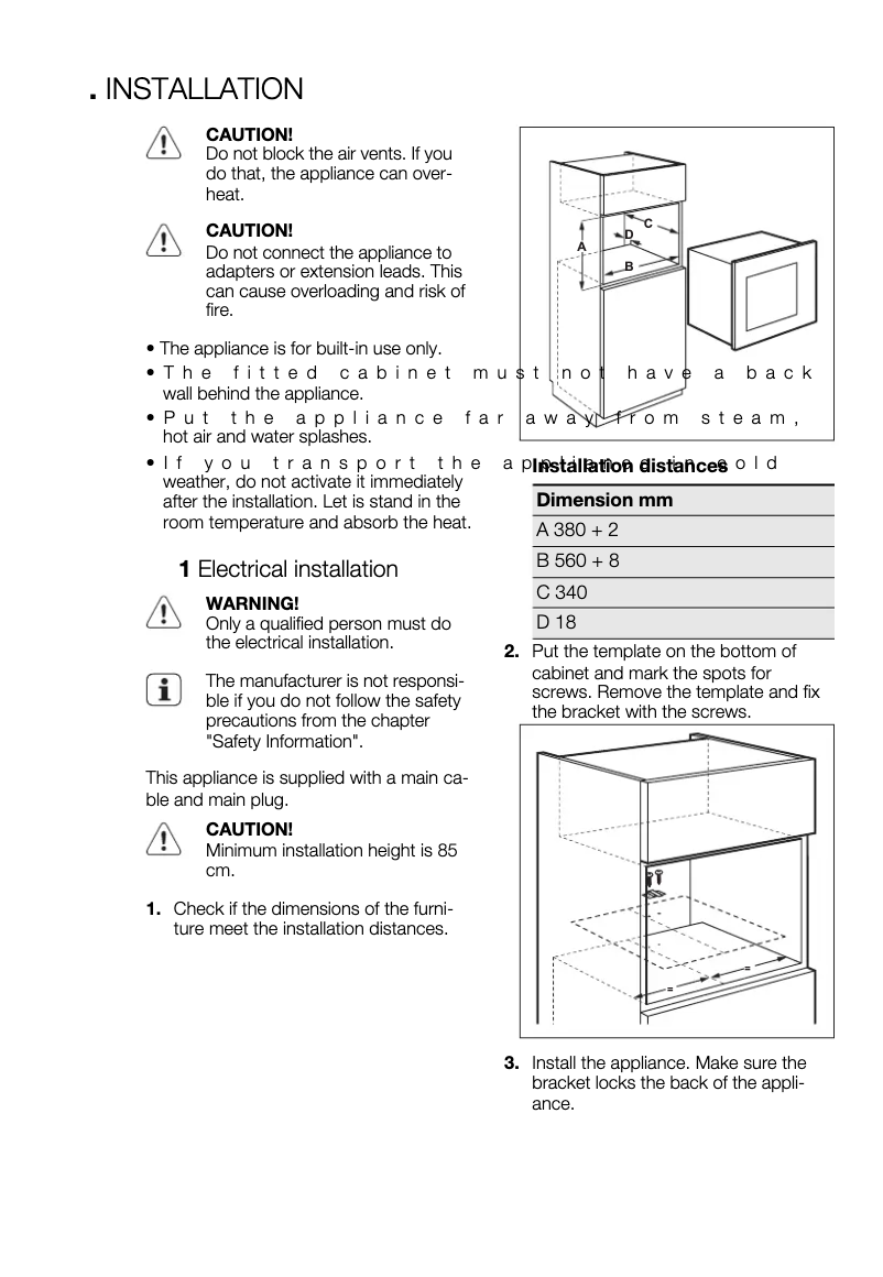 Página 1 del manual Guía de instalación Electrolux EMS2085X