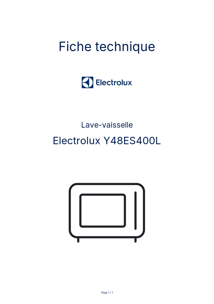 Page n°1 - Fiche technique Electrolux Y48ES400L