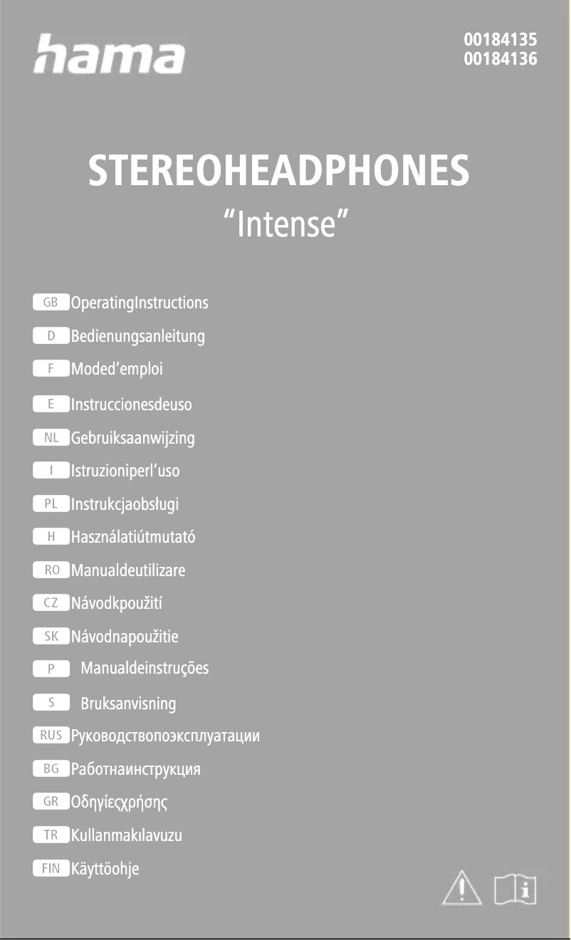 Page n°1 - Manuel utilisateur Hama Intense 184135