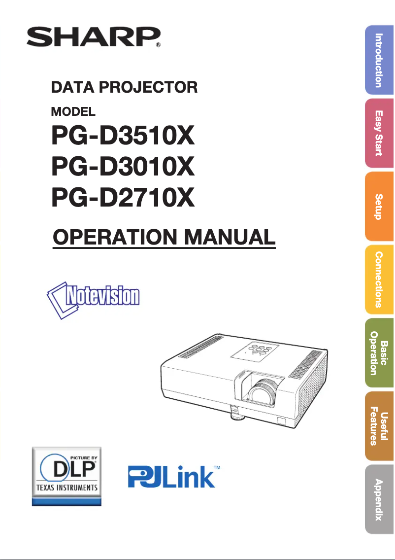 Page n°1 - Manuel utilisateur Sharp PG-D2710X