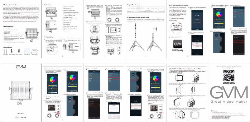 Page n°1 - Manuel utilisateur GVM 800D-RGB