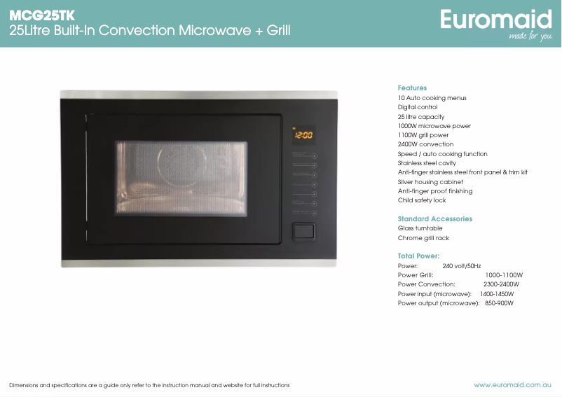 Page n°1 - Fiche technique Euromaid MCG25TK