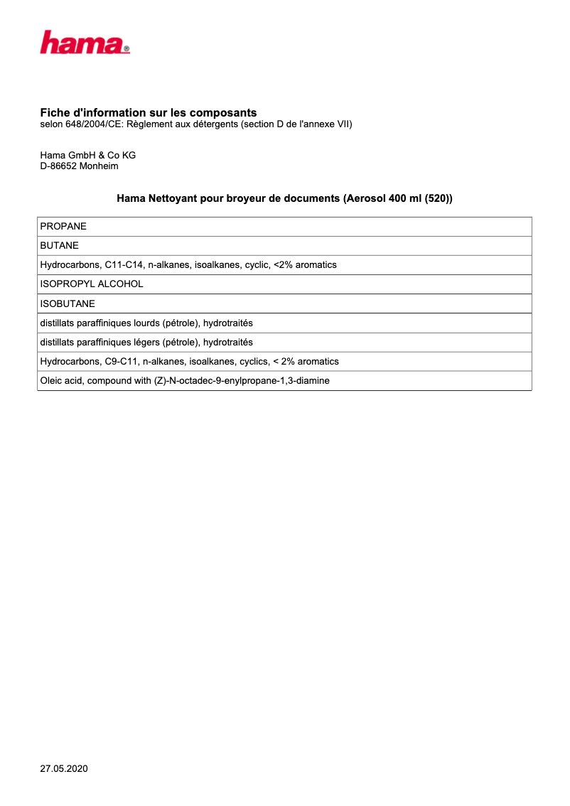 Page 1 de la notice Manuel utilisateur Hama 00113820
