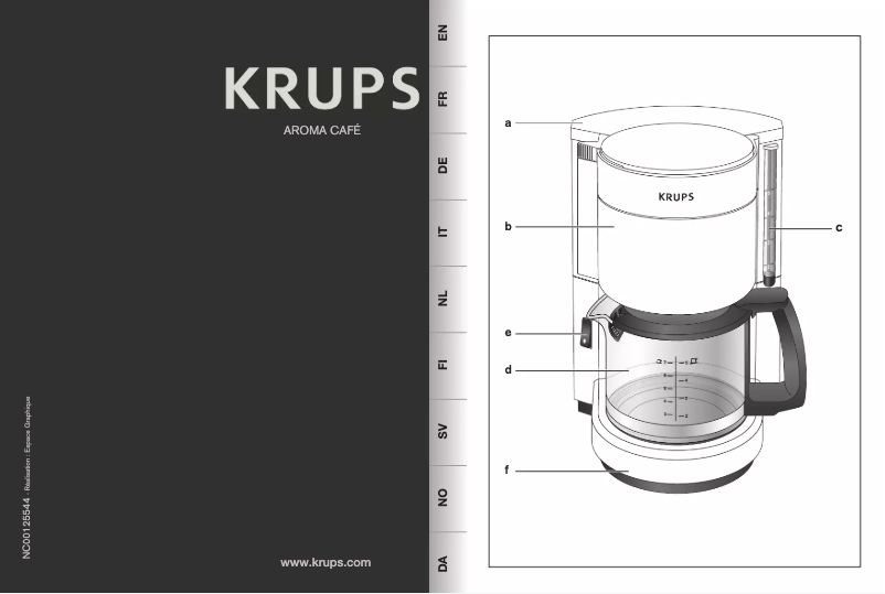 Page n°1 - Manuel utilisateur Krups Aroma Café F18376
