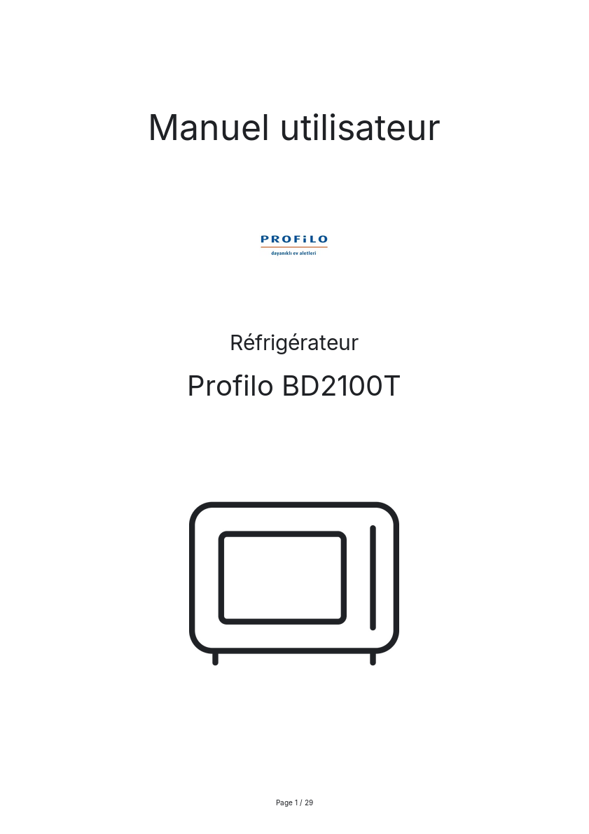 Page n°1 - Manuel utilisateur Profilo BD2100T