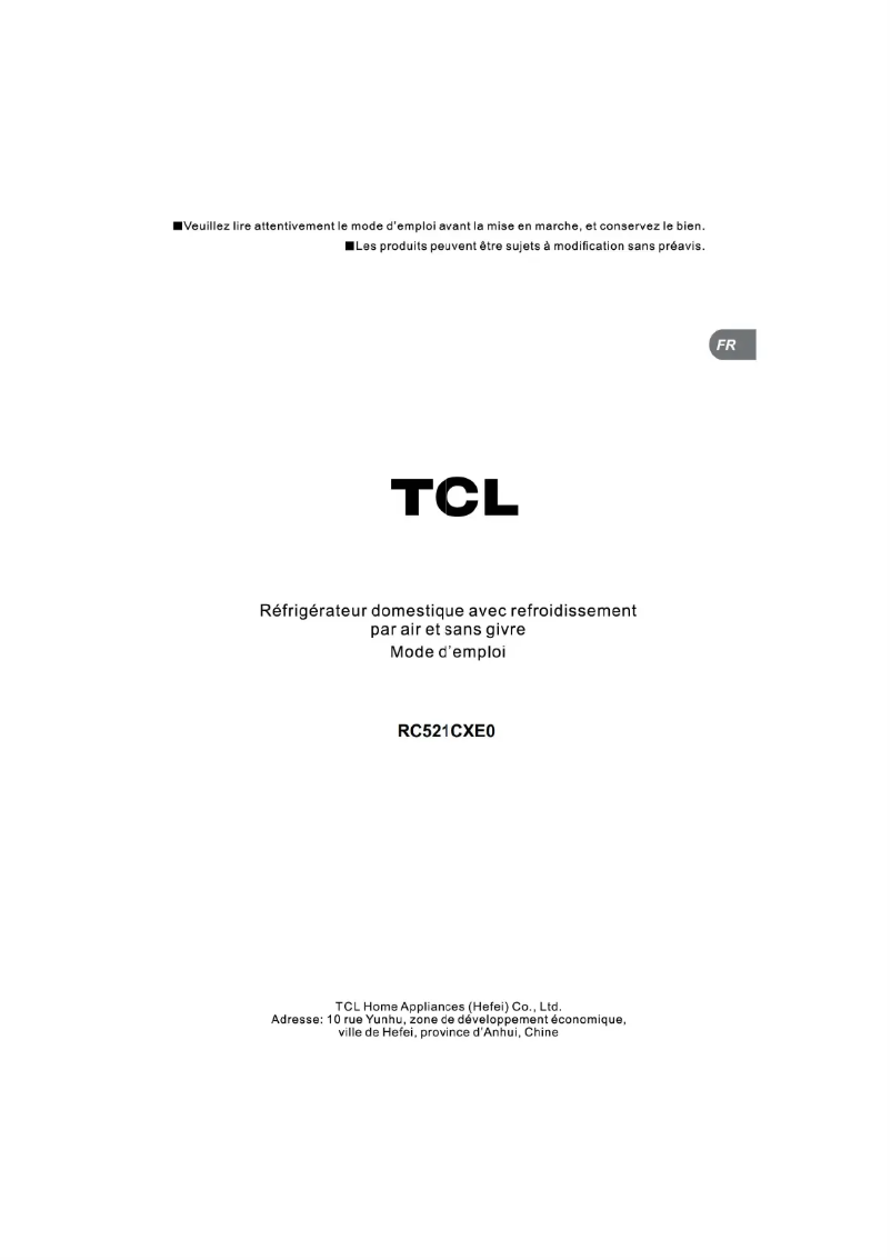 Image de la première page du manuel de l'appareil RC521CXE0