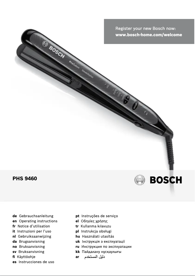 Page 1 de la notice Manuel utilisateur Bosch ProSalon SleekStylist PHS9460