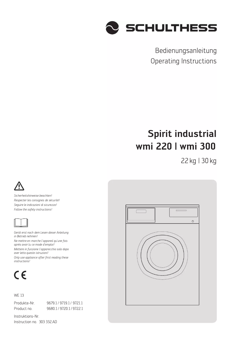 Page n°1 - Manuel utilisateur Schulthess Spirit industrial WMI 220
