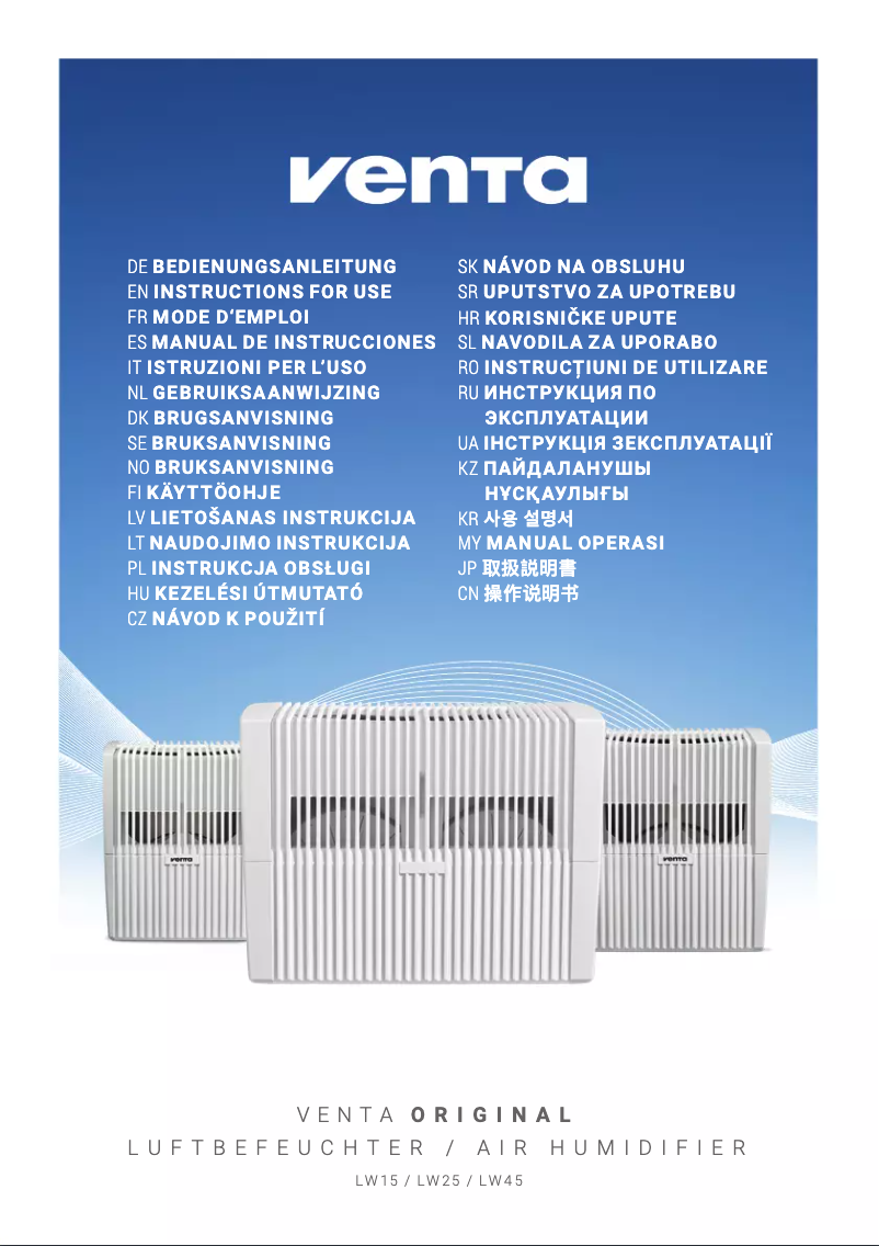 Page 1 de la notice Manuel utilisateur Venta LW15