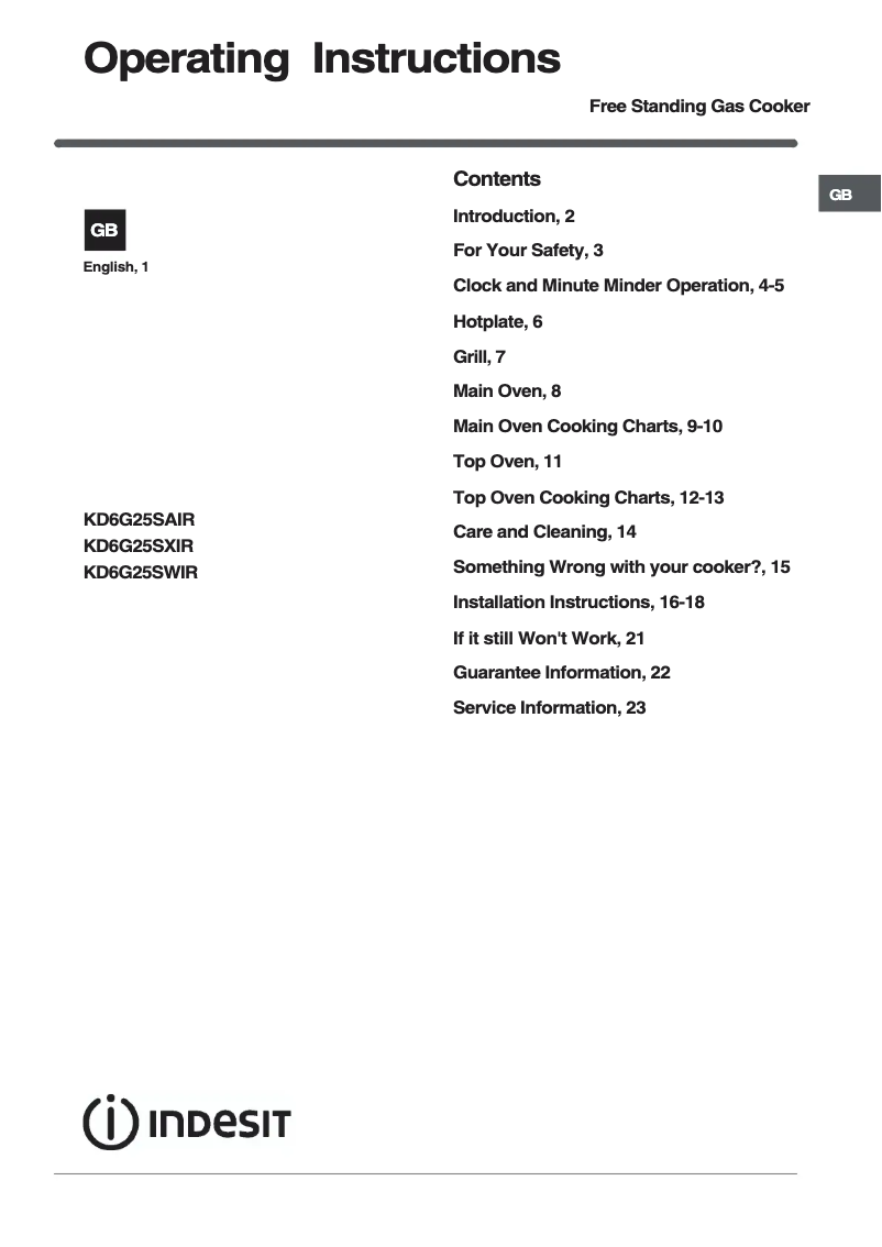 Image de la première page du manuel de l'appareil KD6G25SAIR