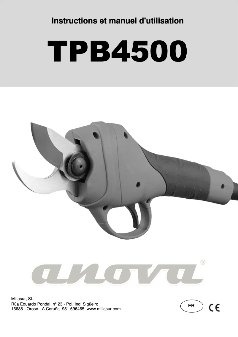 Page 1 de la notice Manuel utilisateur Anova TPB4500