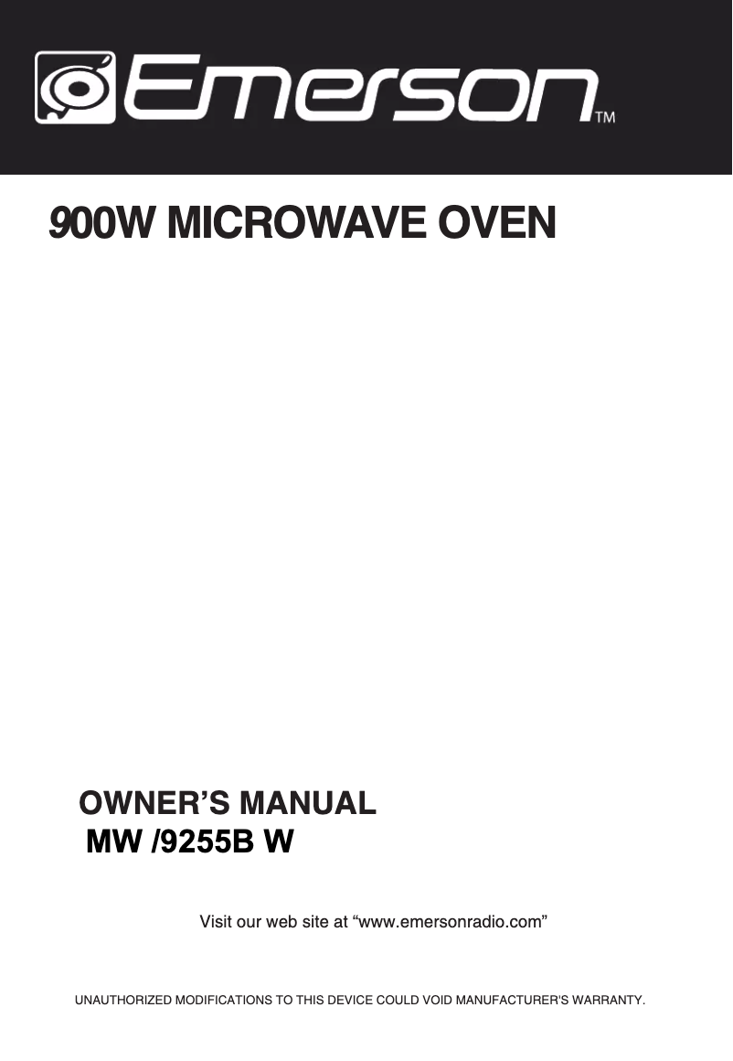Page 1 de la notice Manuel utilisateur Emerson MW9255B
