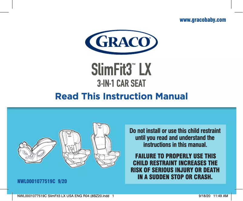Page 1 de la notice Manuel utilisateur Graco SlimFit3 LX