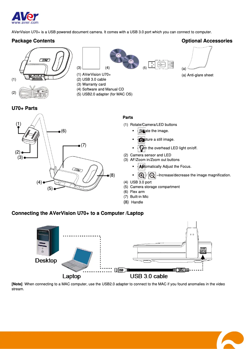 Page 1 de la notice Manuel utilisateur AVerMedia U70