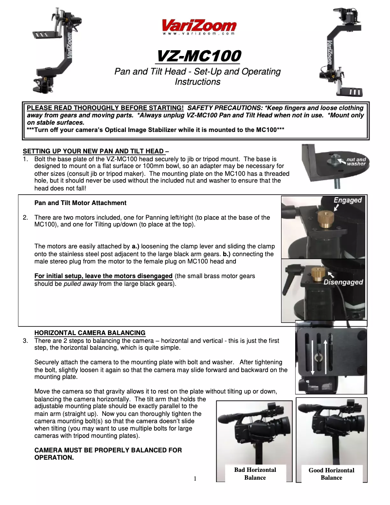 Page 1 de la notice Manuel utilisateur VariZoom VZ-MC100