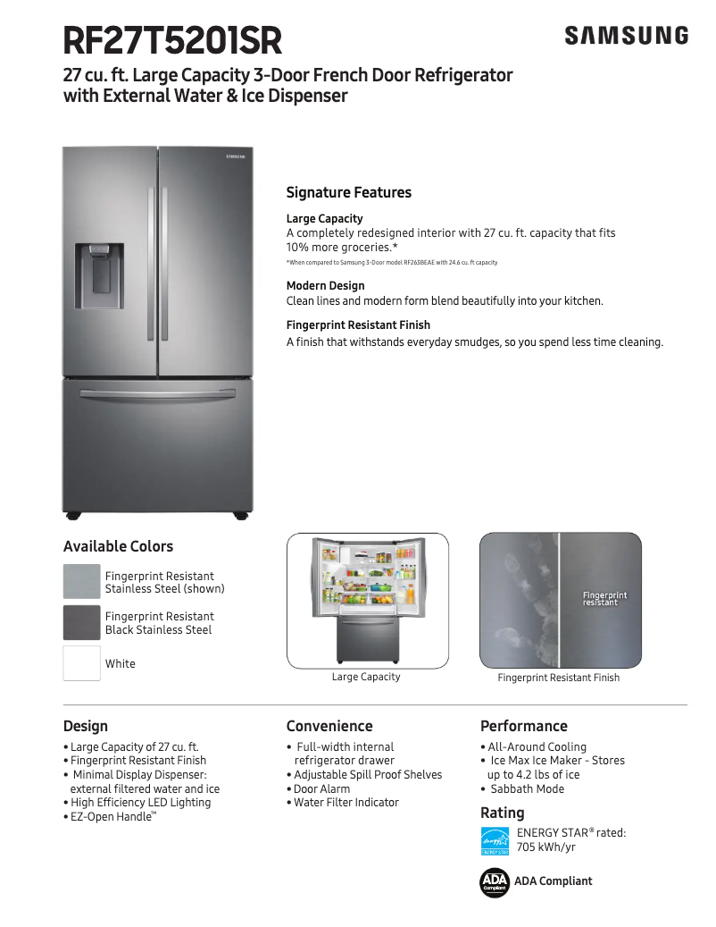 Image de la première page du manuel de l'appareil RF27T5201SG
