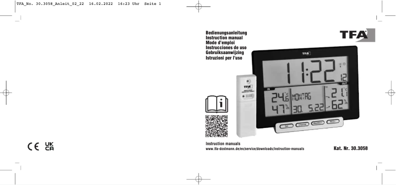 Page 1 de la notice Manuel utilisateur TFA Trinity 30.3058.01