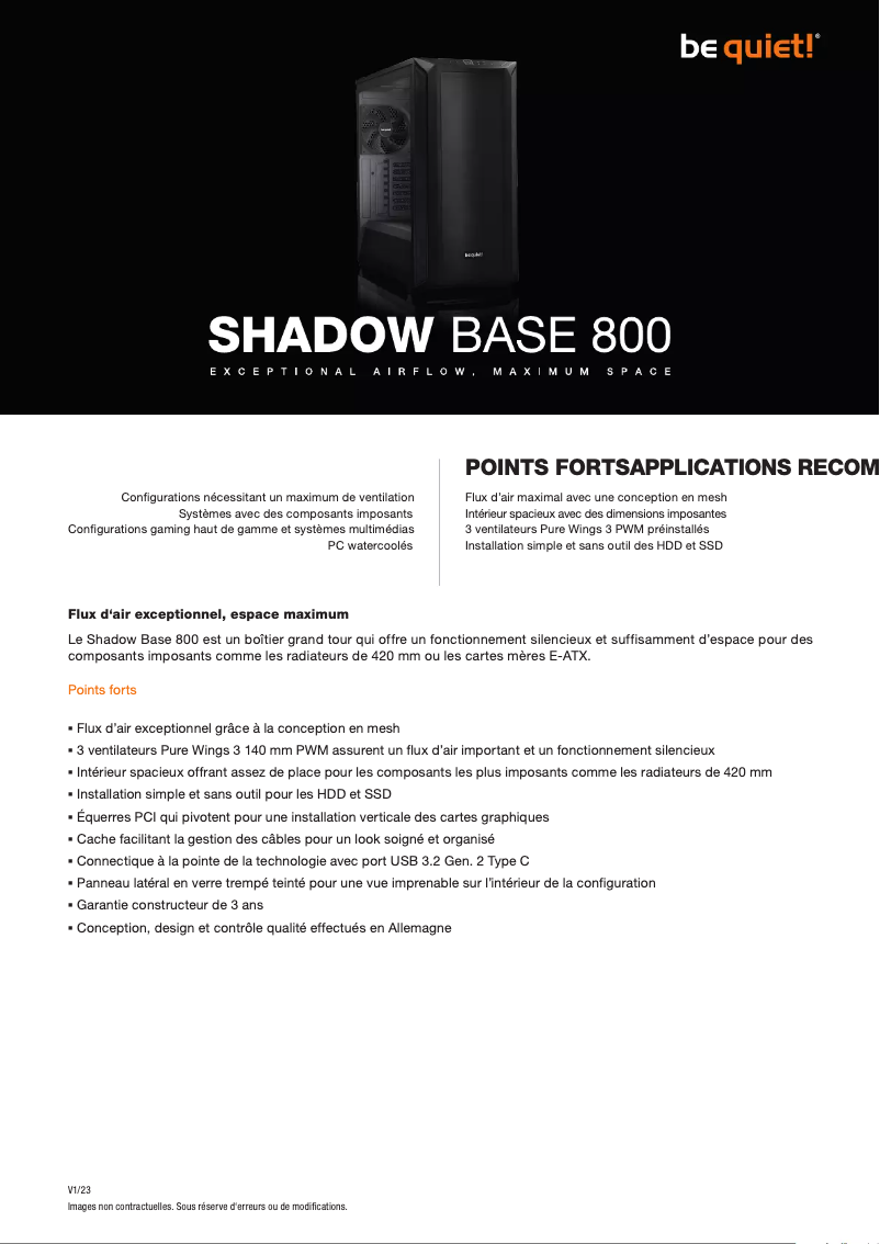 Image de la première page du manuel de l'appareil Shadow Base 800