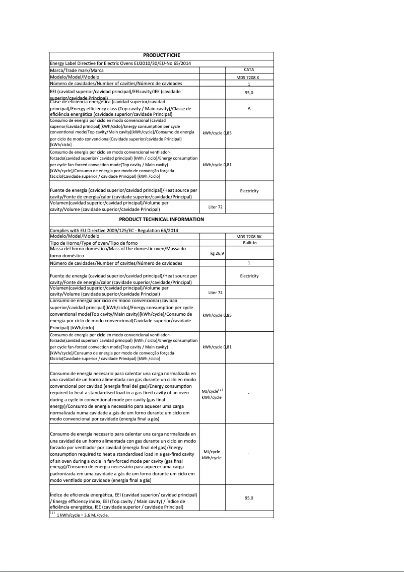 Image de la première page du manuel de l'appareil MDS 7208 X