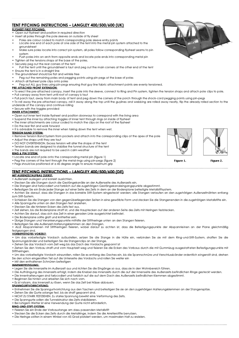 Page n°1 - Manuel utilisateur Vango Langley 500