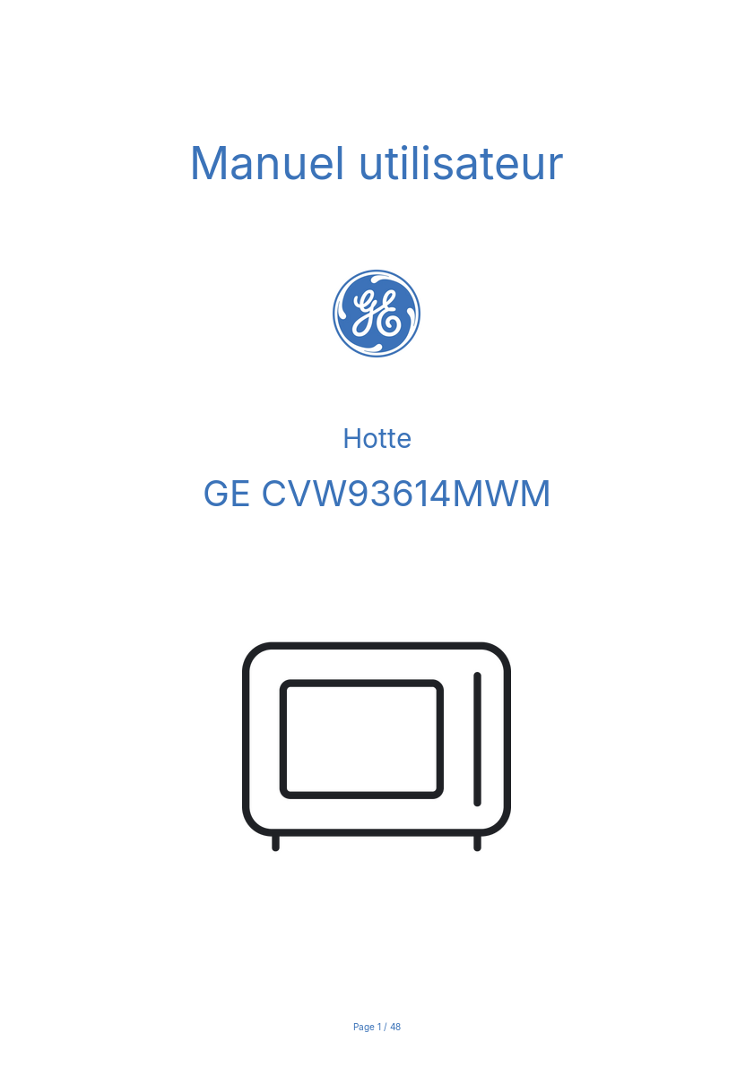 Page n°1 - Manuel utilisateur GE CVW93614MWM