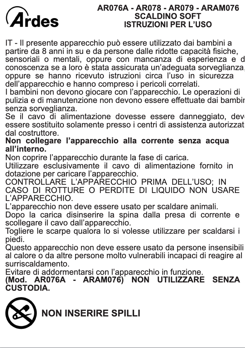 Image de la première page du manuel de l'appareil AR076A