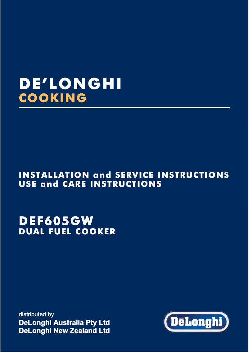 Page 1 de la notice Manuel utilisateur DeLonghi DEF605GW