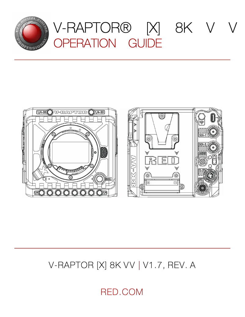 Page n°1 - Manuel utilisateur Red Digital Cinema V-RAPTOR X
