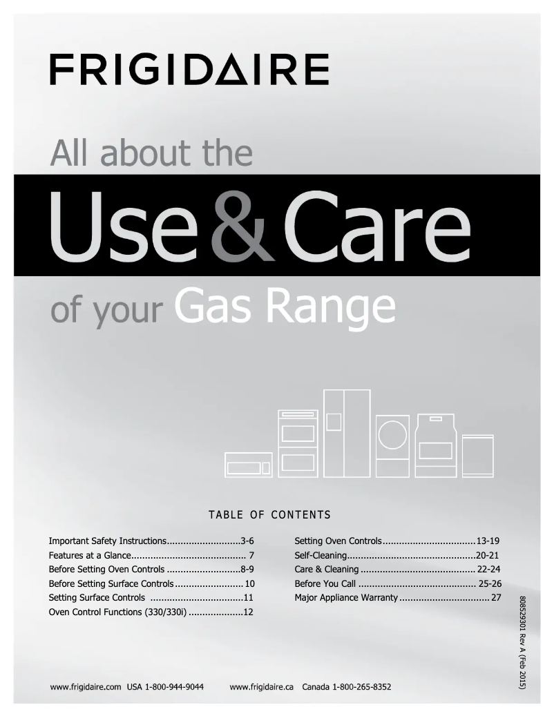 Page n°1 - Manuel utilisateur Frigidaire FGGF3035RF