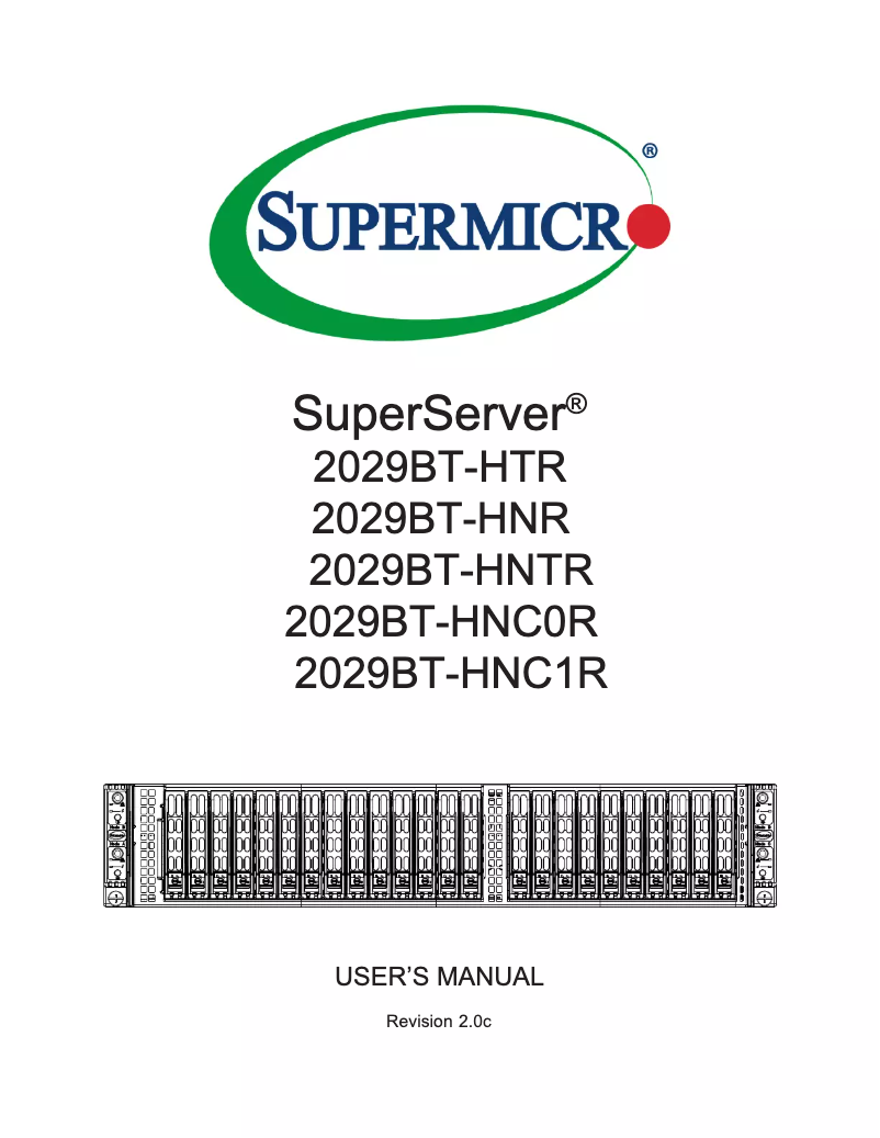 Image de la première page du manuel de l'appareil SuperServer 2029BT-HNC1R