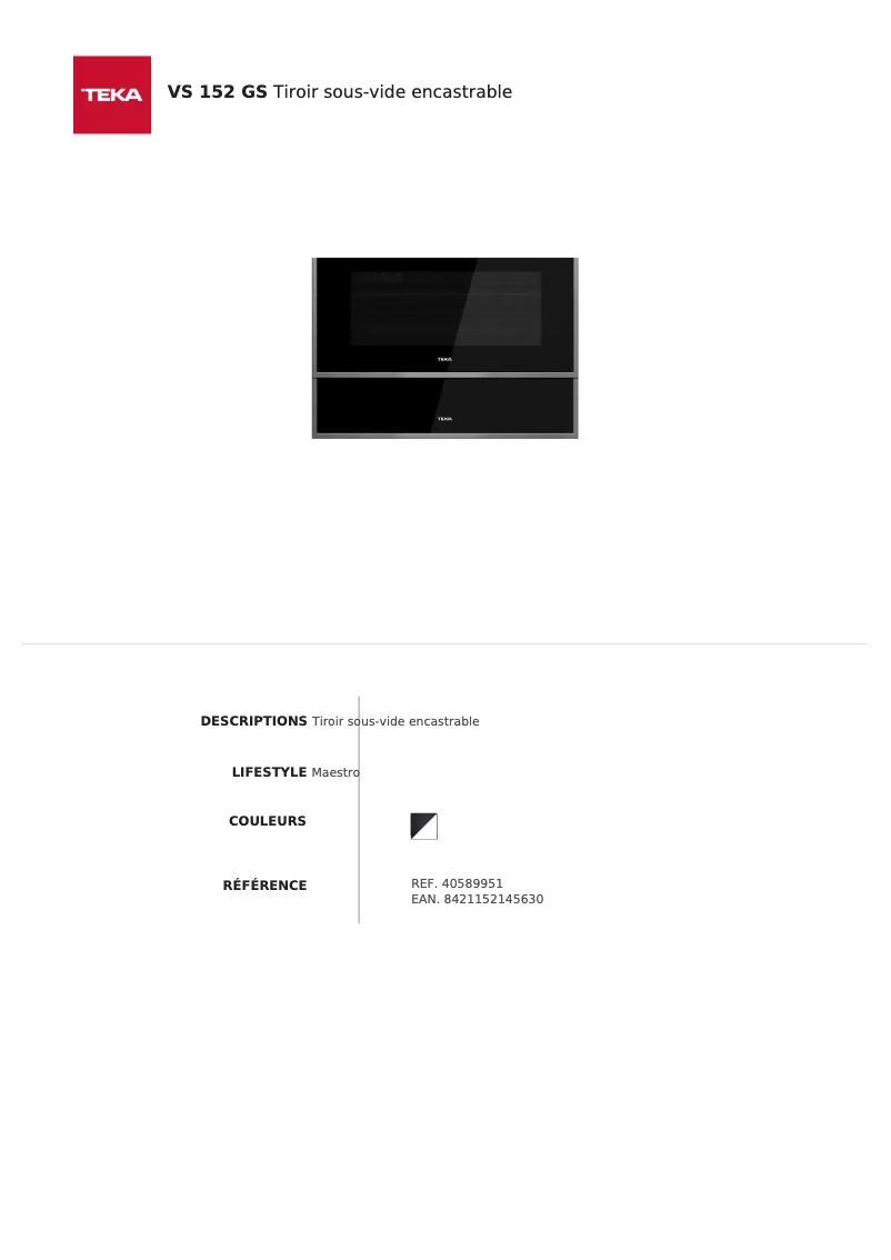 Image de la première page du manuel de l'appareil VS 152