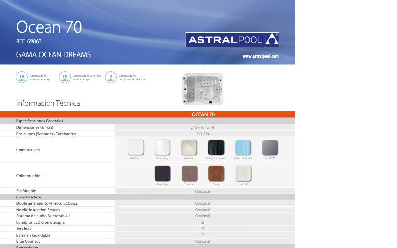 Page 1 de la notice Fiche technique AstralPool Ocean 70
