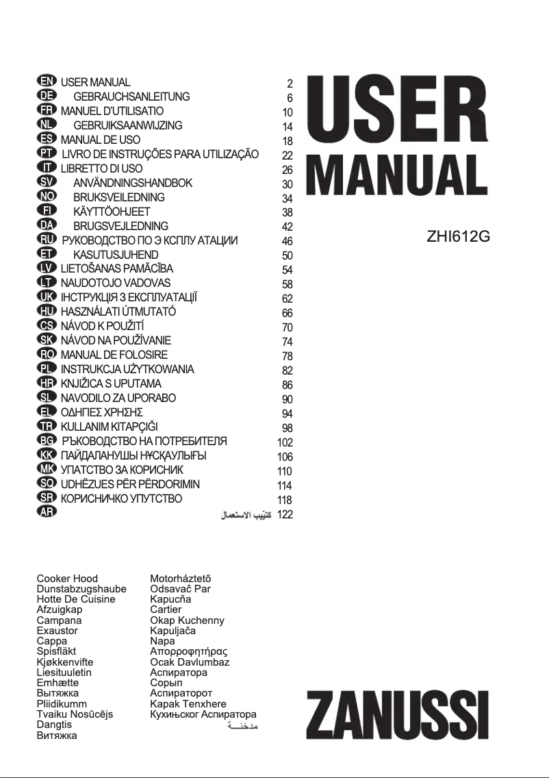Page 1 de la notice Manuel utilisateur Zanussi ZHI612G