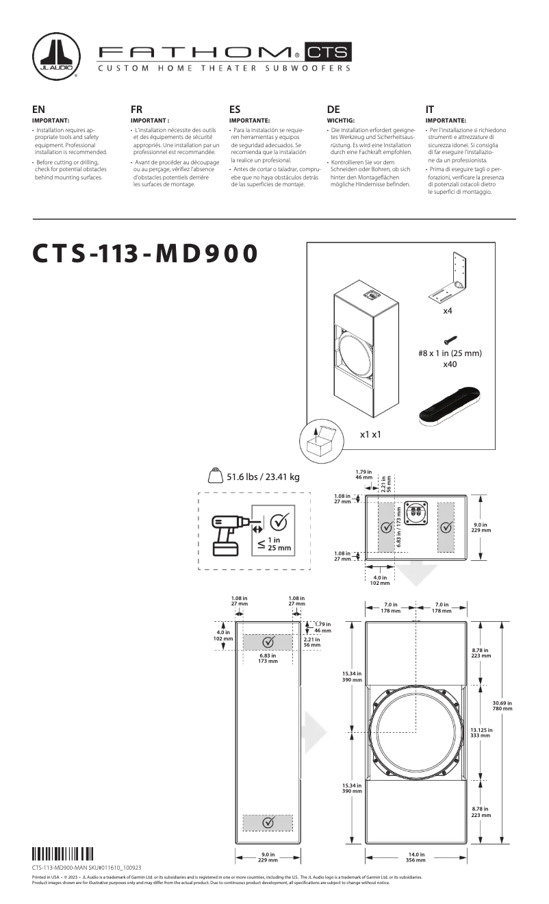 Image de la première page du manuel de l'appareil Fathom CTS-113-MD900-13TW5H